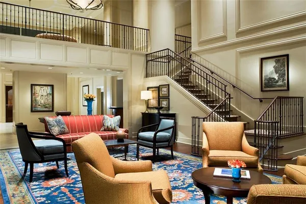 a living room with furniture