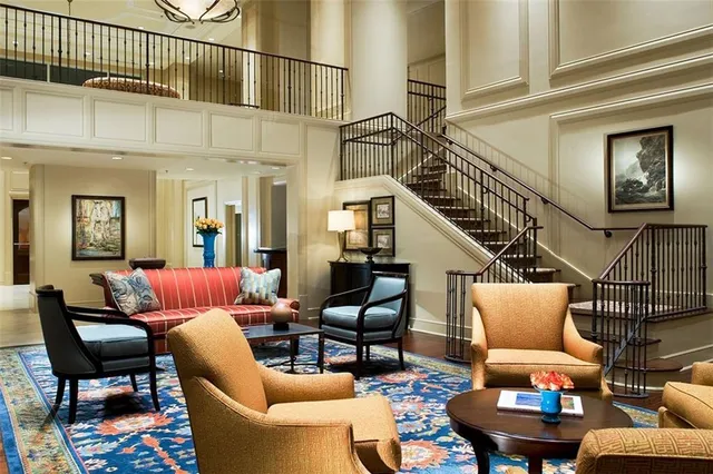 a living room with furniture