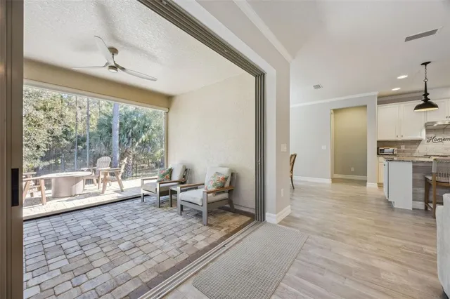 a view of a lake with a big yard