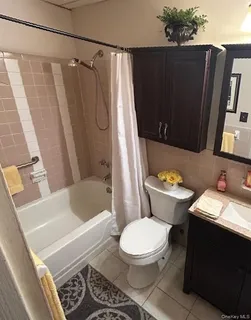 a white toilet sitting next to a bath tub