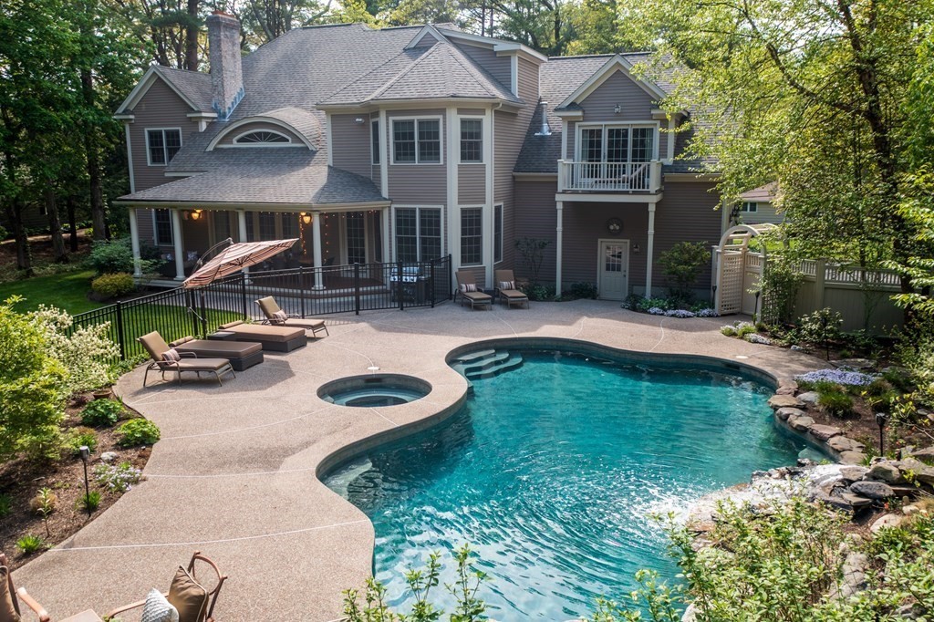 123 Country Way Needham, MA 02492 - Photo 27 of 35 a view of a house with swimming pool and sitting area