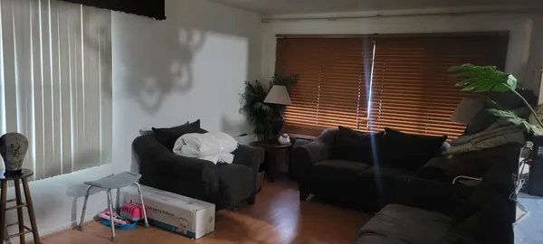 a living room with furniture and a window