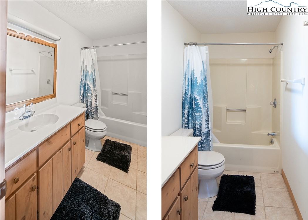 2811 Georges Gap Road Vilas, NC 28692 - Photo 25 of 50 a bathroom with a sink a toilet a tub and shower