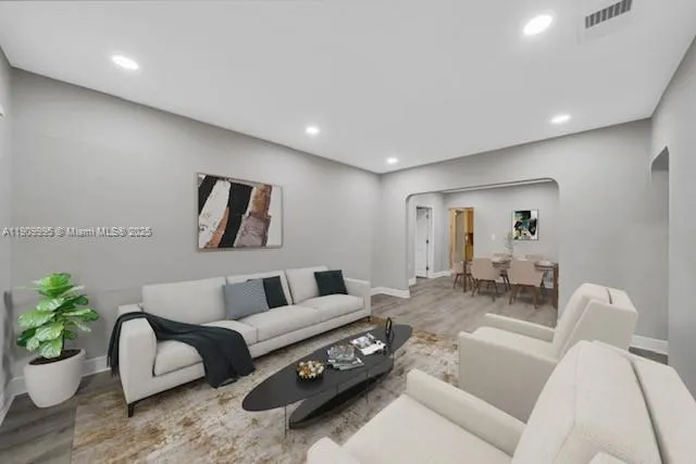 a living room with furniture