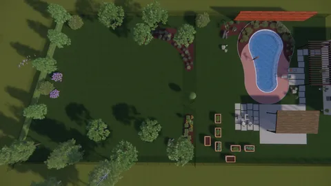 an aerial view of a house having outdoor kitchen