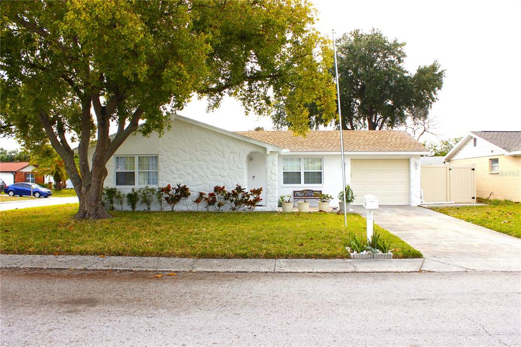 a view of a house with swimming pool and a yard