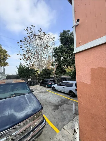 a view of a backyard with a sitting area