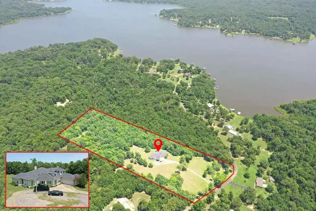 an aerial view of a house