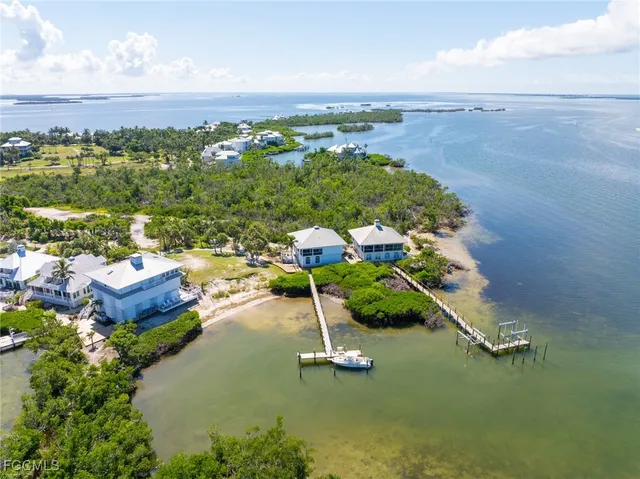 an aerial view of a house with a garden and mountain view