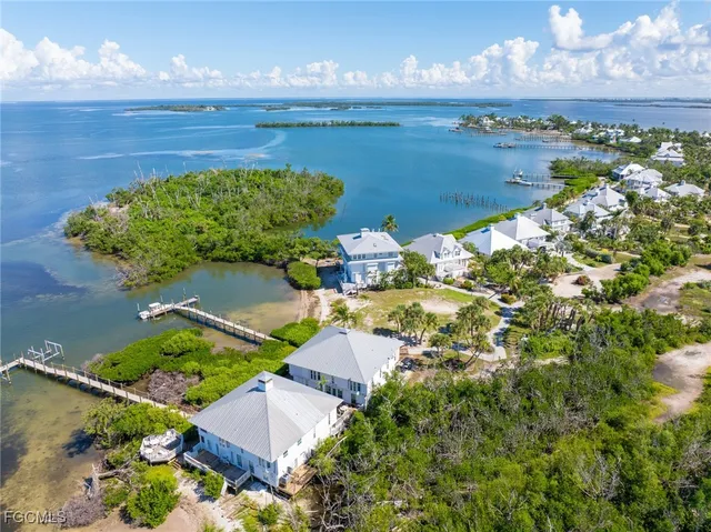 an aerial view of a house with a lake view