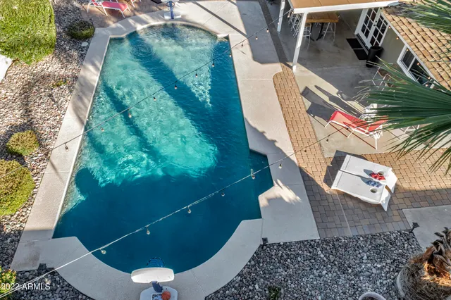 an aerial view of a house