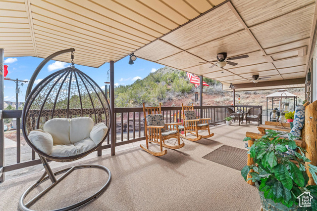 6407 North Dry Frk Cyn Road West Vernal, UT 84078 - Photo 10 of 48 View of patio / terrace with a ceiling fan and outdoor dining space