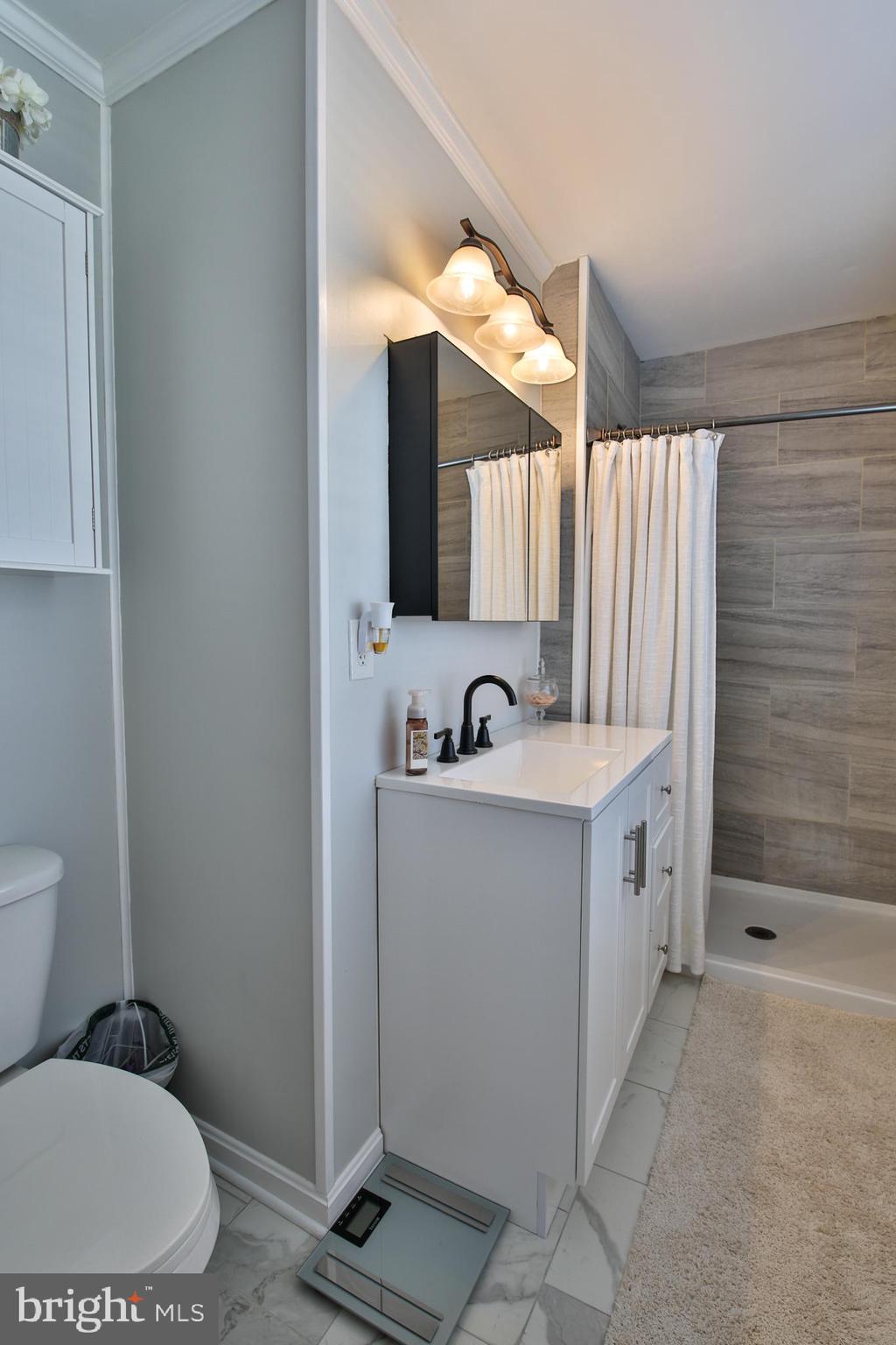 201 Mariners Point Drive Middle River, MD 21220 - Photo 30 of 53 a bathroom with a sink a toilet and shower