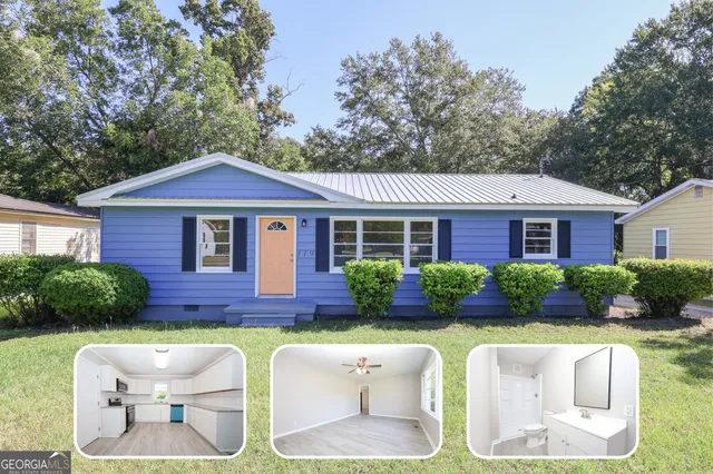 front view of a house with a yard