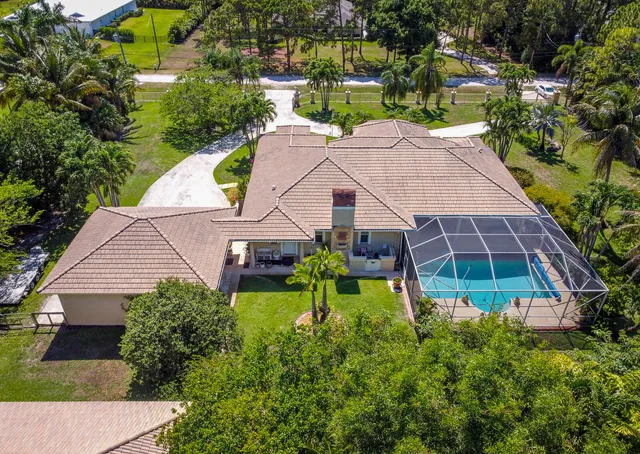 an aerial view of a house