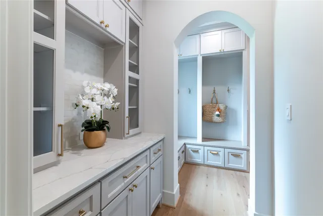 a view of a bathroom sink and a mirror