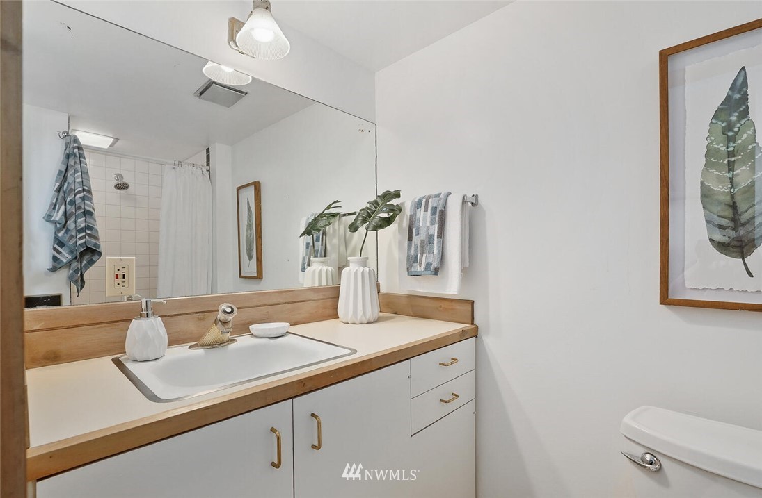 5124 1st Avenue Northwest Seattle, WA 98103 - Photo 25 of 35 a bathroom with a sink and a mirror