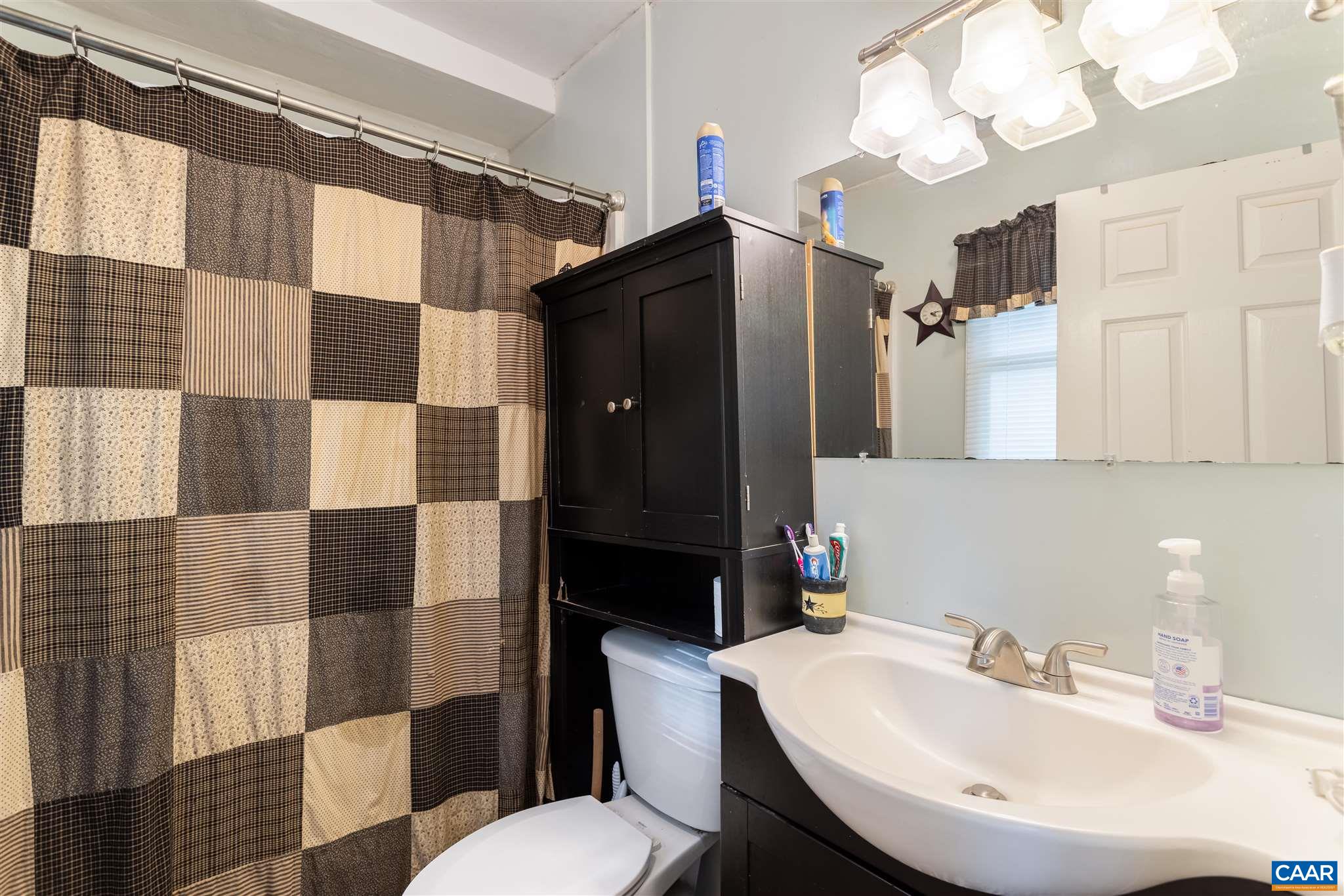 2588 South Blue Ridge Turnpike Rochelle, VA 22738 - Photo 15 of 30 a bathroom with a sink a toilet a mirror and shower