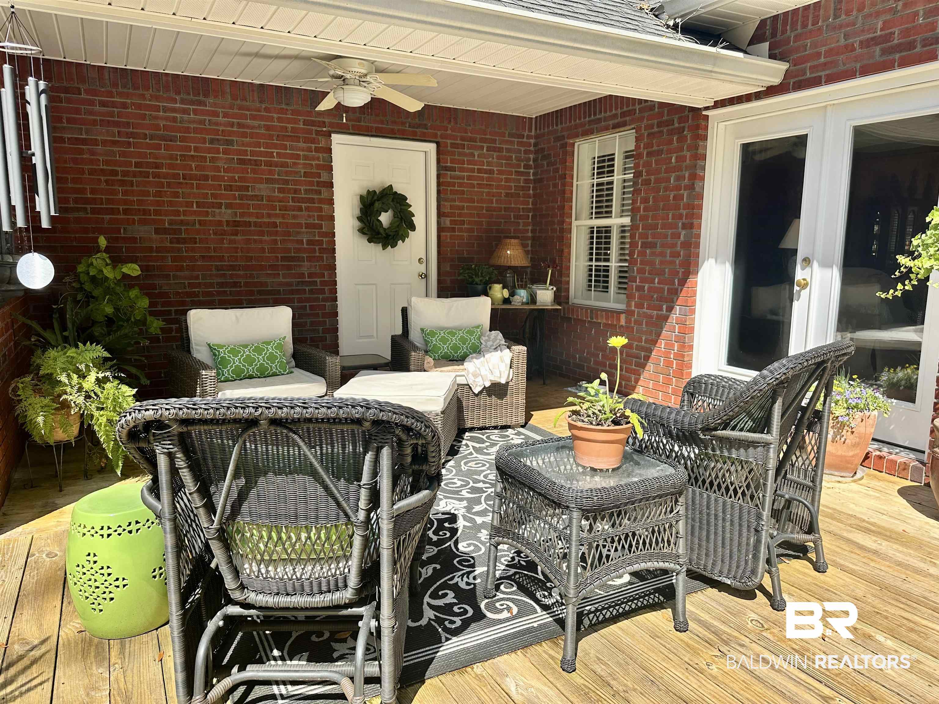 148 Brooks Boulevard Brewton, AL 36426 - Photo 40 of 45 Wooden terrace featuring an outdoor hangout area and ceiling fan