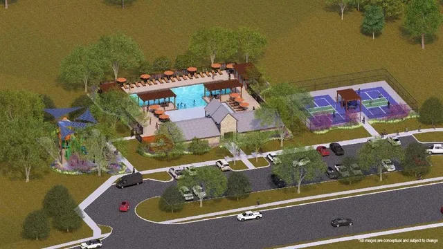 an aerial view of house with yard swimming pool and outdoor seating