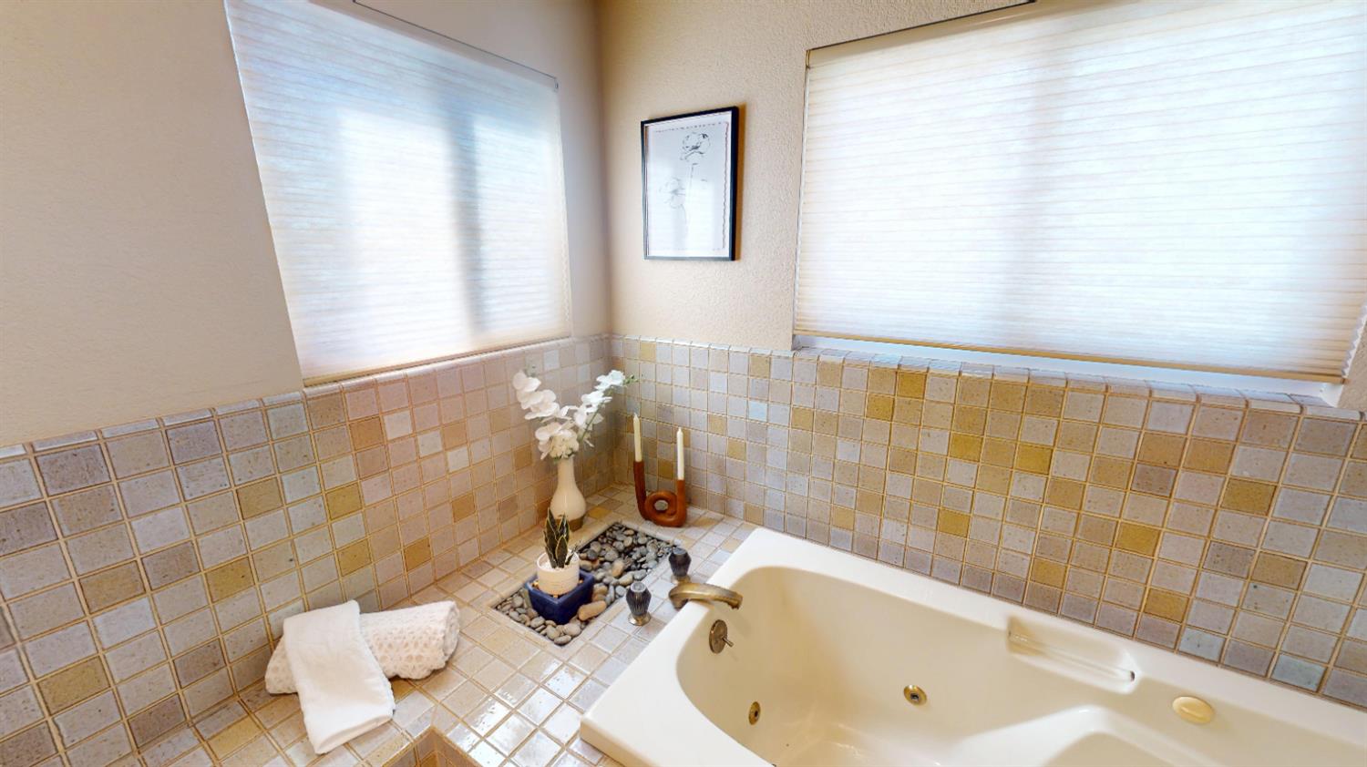 3379 Cambridge Road Cameron Park, CA 95682 - Photo 43 of 74 Primary bathroom features separate jetted tub and shower with tile.