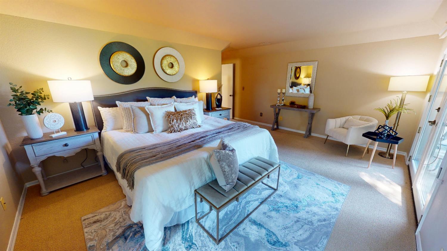 3379 Cambridge Road Cameron Park, CA 95682 - Photo 53 of 74 a bedroom with a bed and a lamp on dresser