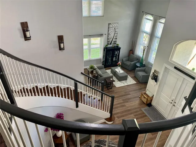 a view of a porch with furniture