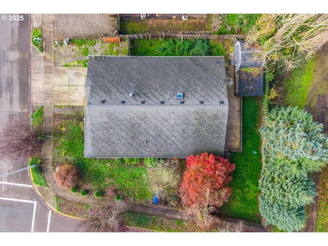 an aerial view of a house