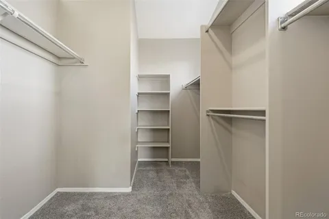 a view of walk in closet with empty racks
