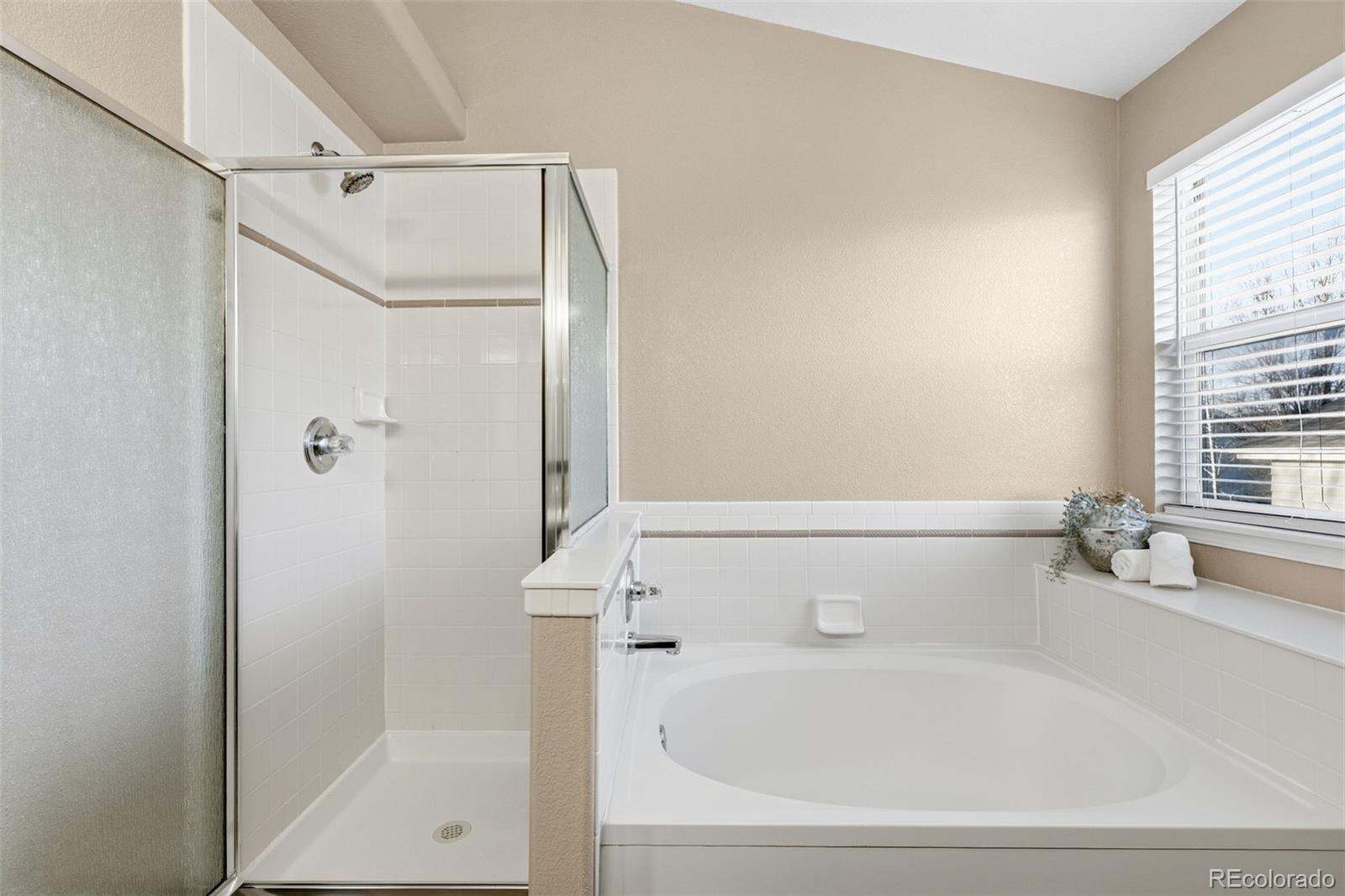 6471 St Vrain Ranch Boulevard Firestone, CO 80504 - Photo 32 of 45 a bathroom with a bathtub and a shower