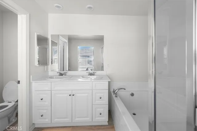 a bathroom with a bathtub