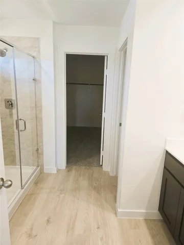 a view of a bathroom with a tub