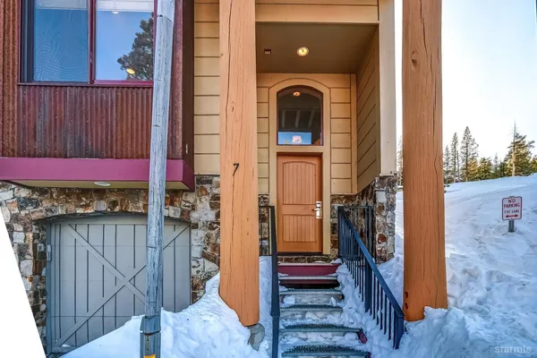 a front view of residential houses