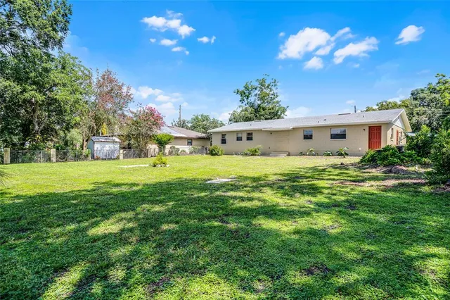 a aerial view of a house with a garden