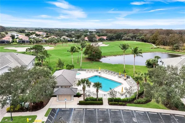 an aerial view of a house with a garden