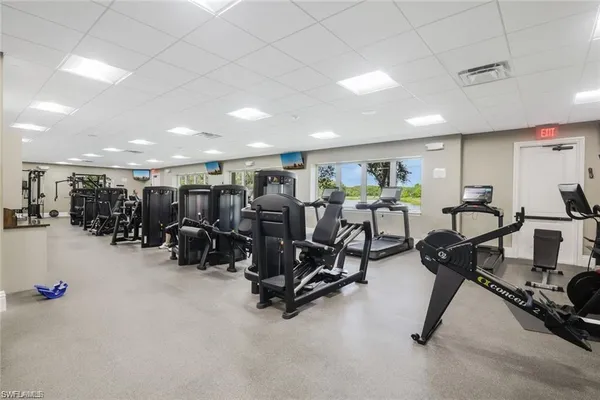 a view of a room with gym equipment