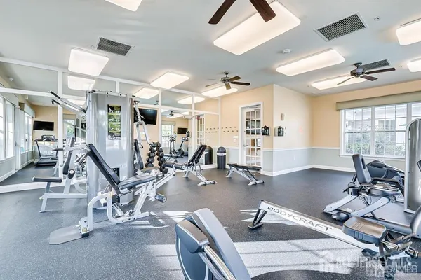 a view of a room with gym equipment