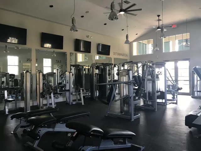a view of a room with gym equipment