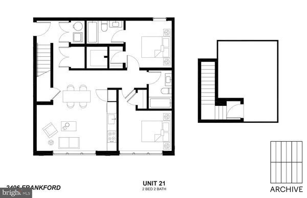 a living room with furniture a rug and a large window