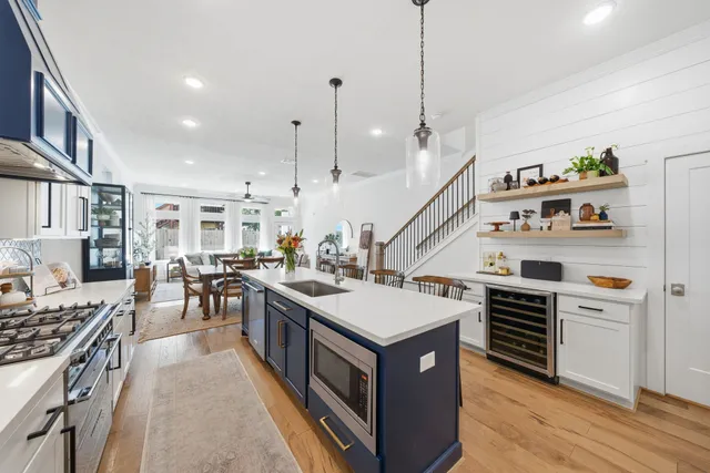 a kitchen with lots of counter top space
