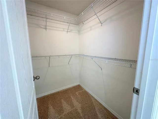 a view of a room with racks on the wall