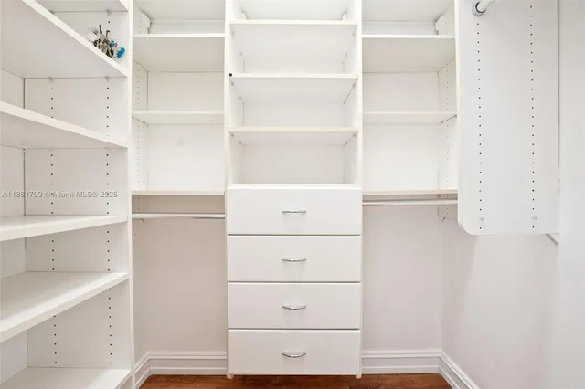 a view of an empty walk in closet