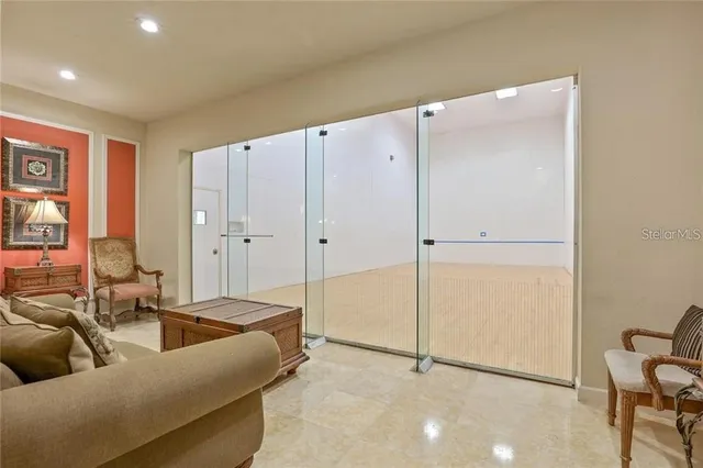a view of a livingroom with wooden floor