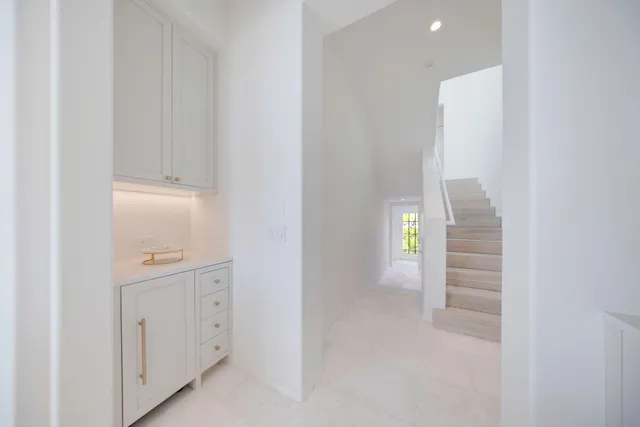 a view of small space with racks on the wall