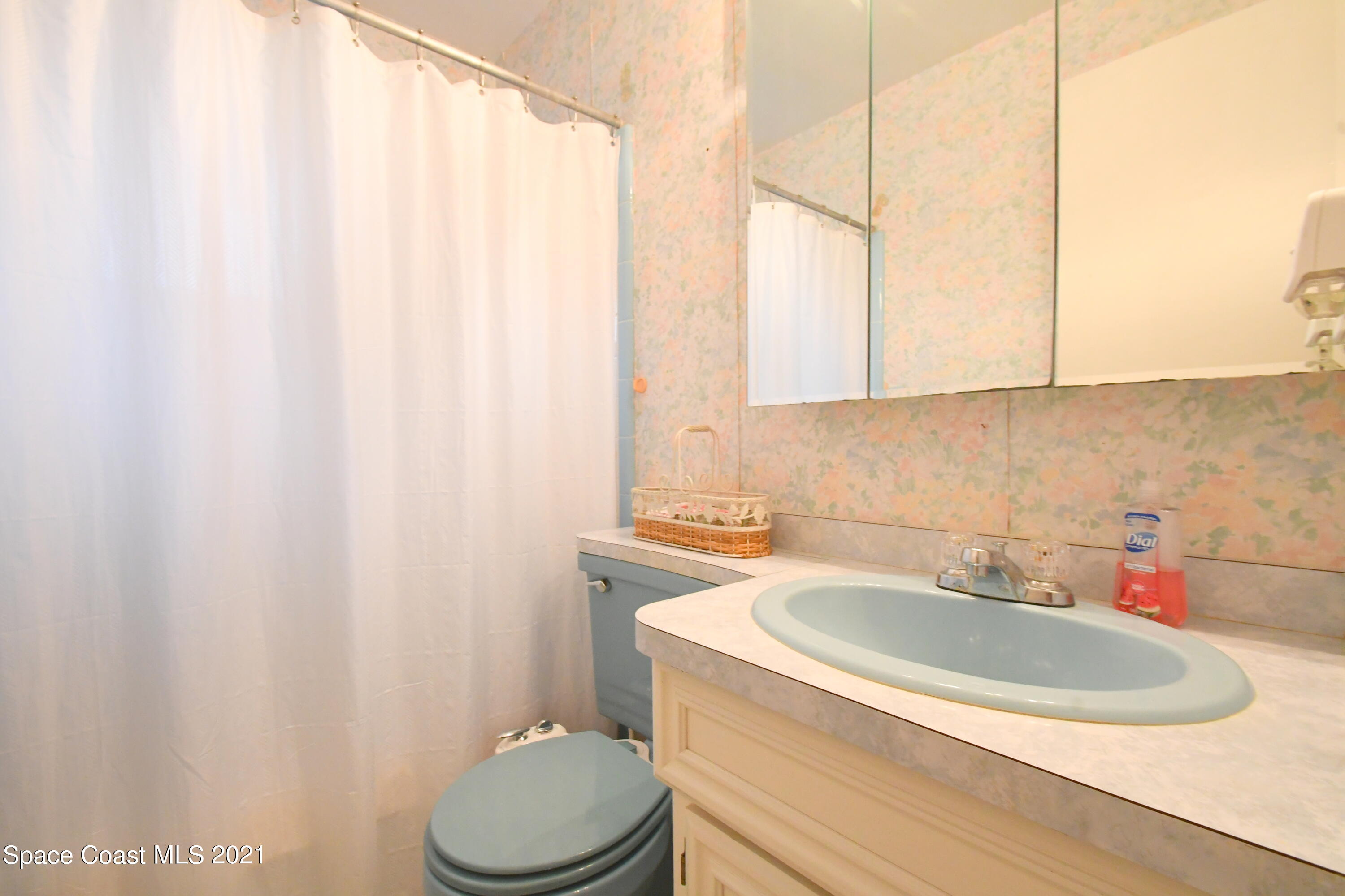 1871 Pinewood Road Melbourne, FL 32934 - Photo 17 of 22 a bathroom with a sink a toilet and a mirror