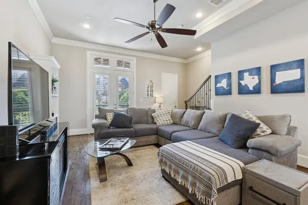 a living room with furniture