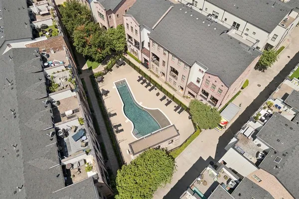 an aerial view of a large buildings