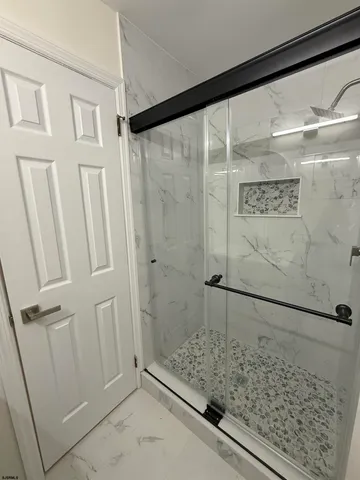 a bathroom with a shower
