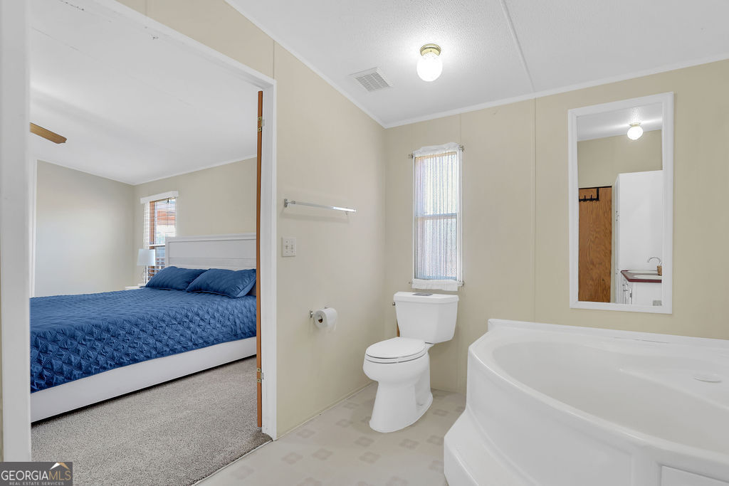 1775 Stoopto Road Sylvania, GA 30467 - Photo 28 of 66 a bathroom with a granite countertop tub a toilet and a sink