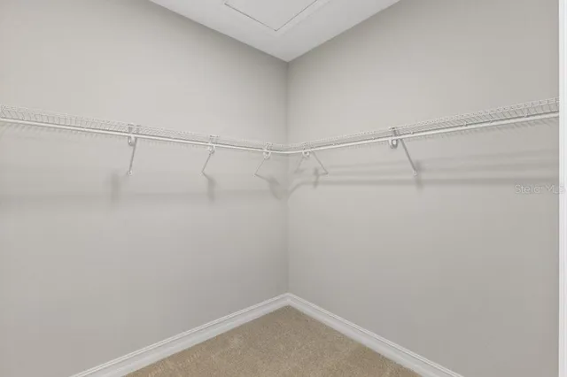 a view of a room with racks on the wall